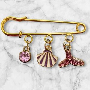 Gold and Purple Charm Brooch